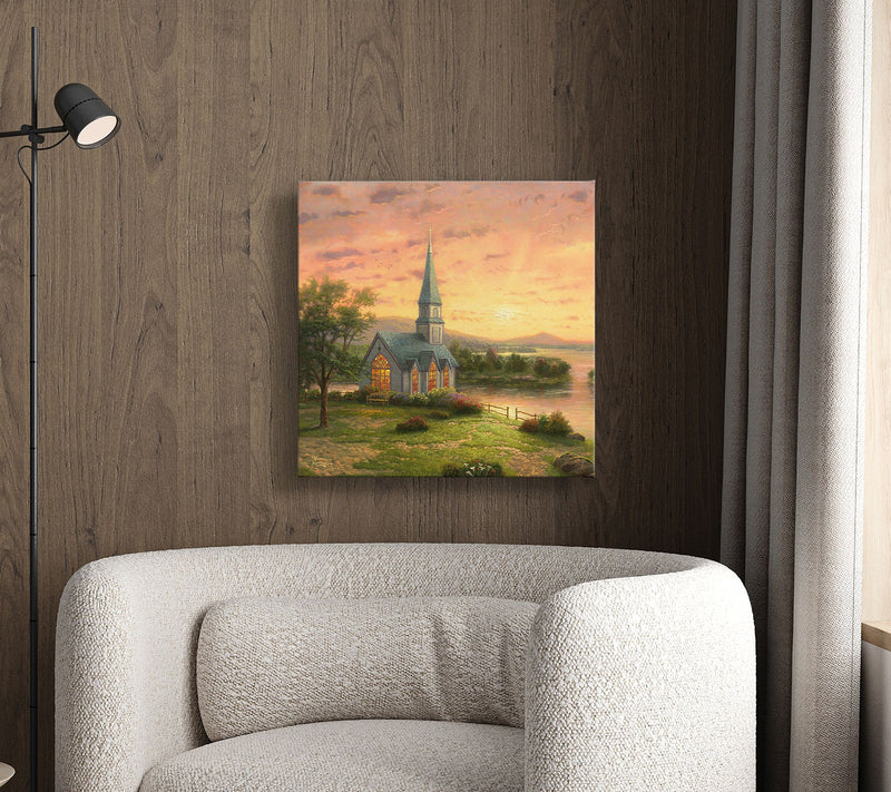 Thomas Kinkade Sunrise Chapel 14x14 Gallery Wrap — View 3