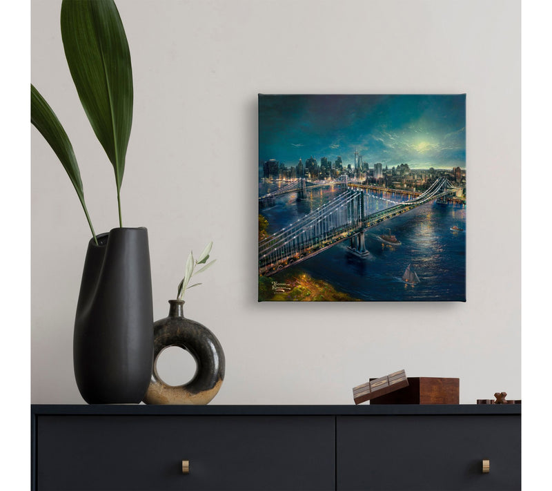 Thomas Kinkade Moonlight Over Manhattan 14x14 Gallery Wrap — View 3