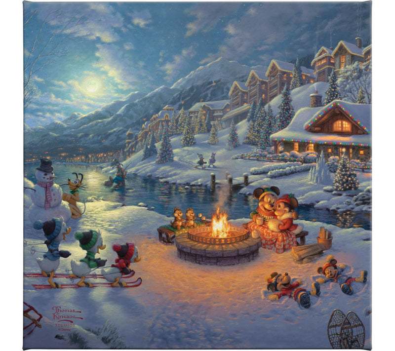 Thomas Kinkade Mickey&Minnie Christmas Lodge 14x14Gallery Wrap — Main view