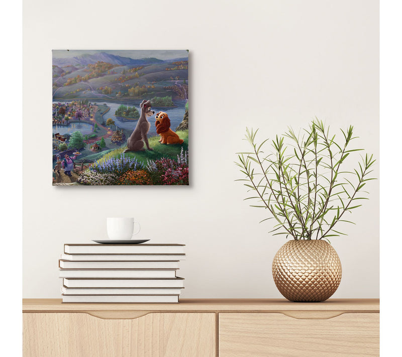 Thomas Kinkade Lady & Tramp Falling In Love 14X14 Gallery Wrap — View 2