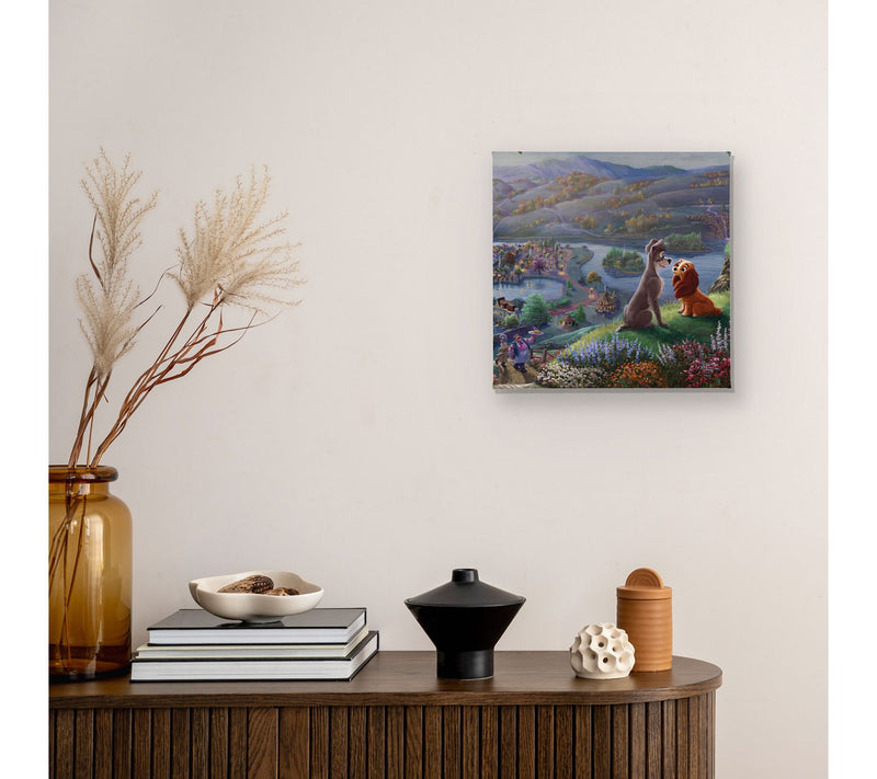 Thomas Kinkade Lady & Tramp Falling In Love 14X14 Gallery Wrap — View 4