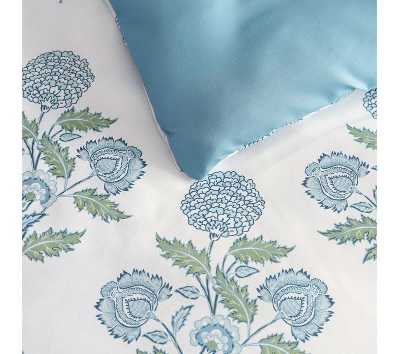 Martha Everyday Boho Floral Reversible Blue Full Bedding Set — View 4