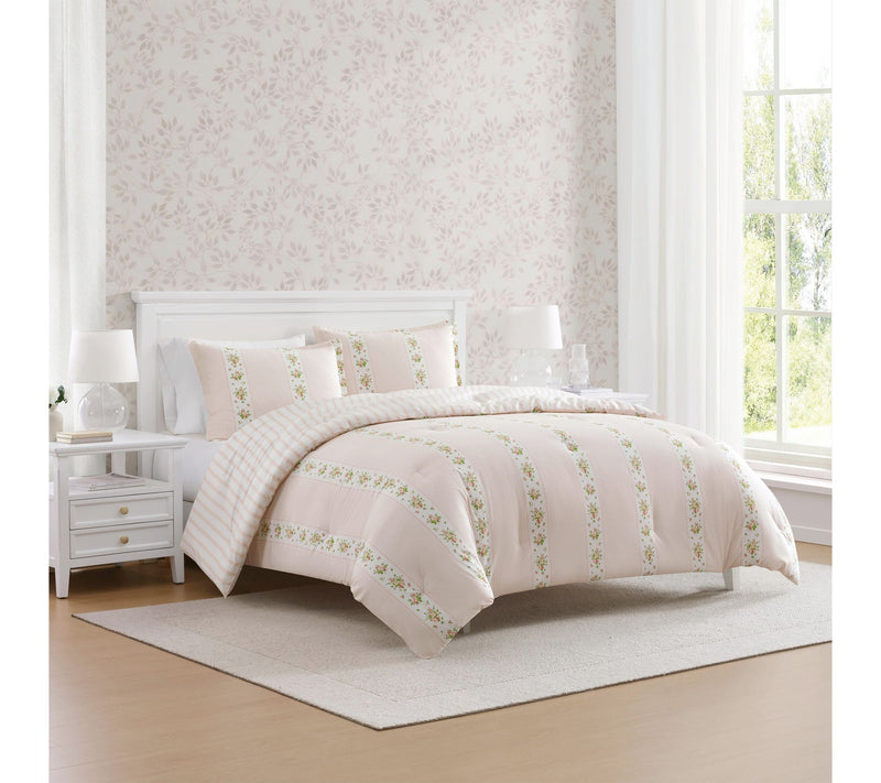 Martha Stewart Annabelle Stripe Pink King Comforter Set — View 10