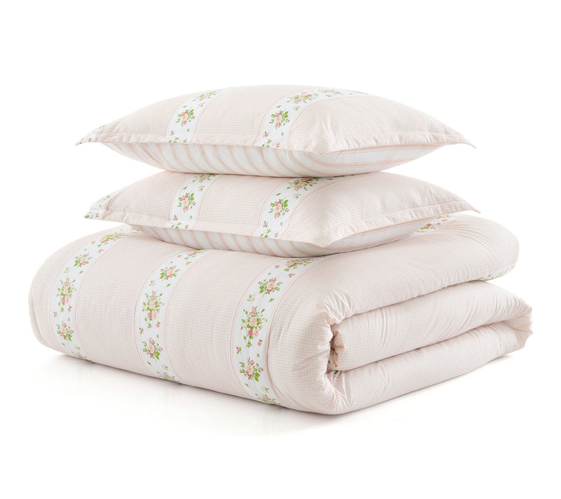Martha Stewart Annabelle Stripe Pink Full QueenComforter Set — View 2