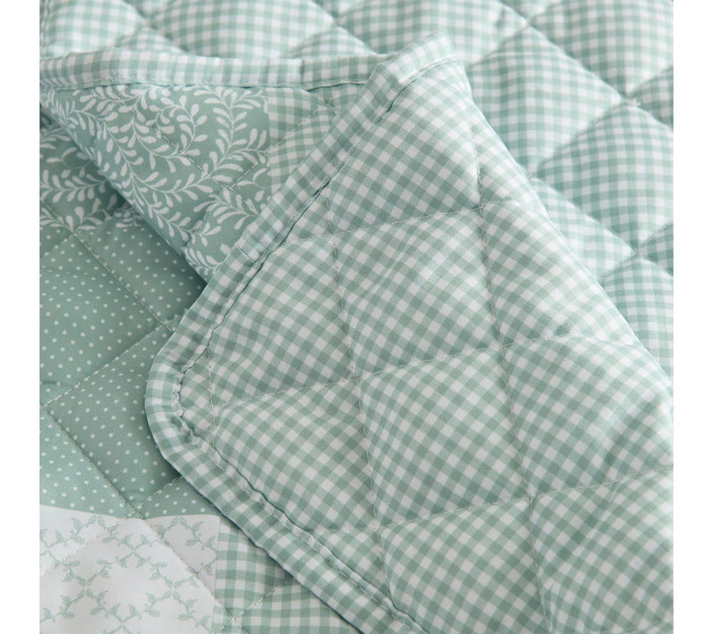 Martha Everyday Piper Patchwork Reversible Green TW Quilt Set — View 7