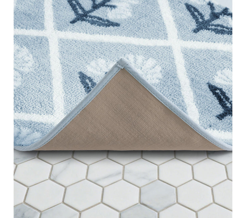 Martha Everyday Trident Floral Light Blue 30X20Bath Rug — View 3
