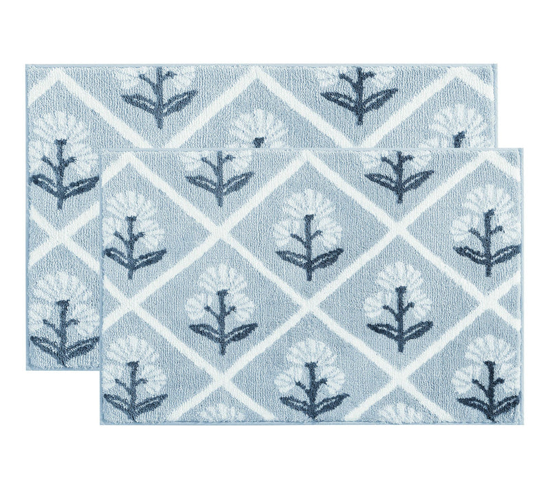 Martha Everyday Trident Floral Light Blue 30X20Bath Rug — View 7