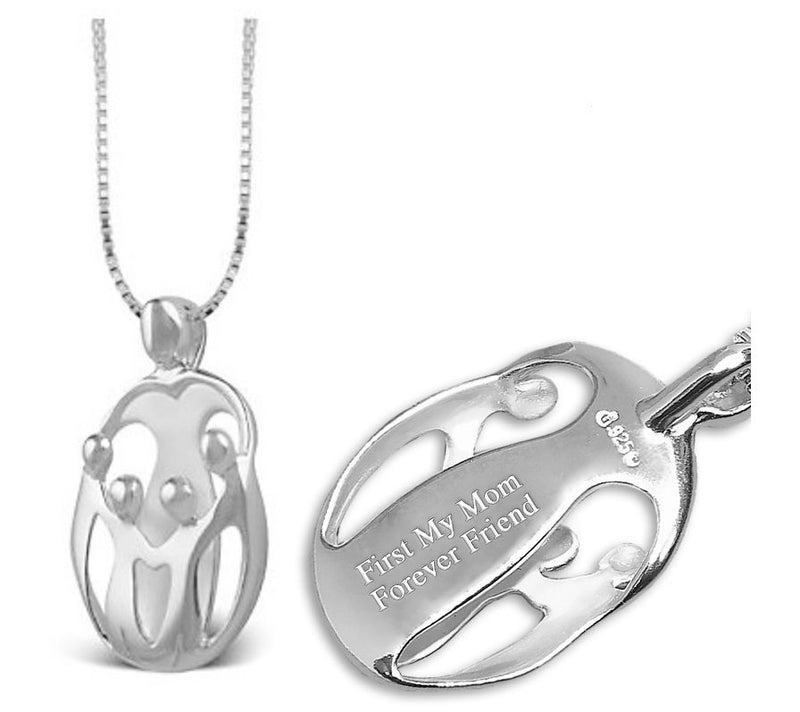 Personalized Sterling Mother/4 Child Loving F a ily Pendant — View 6