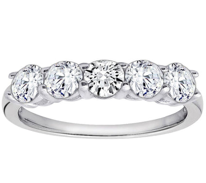 Diamonique 1.00 cttw 5 Stone Ring, Platinum Clad