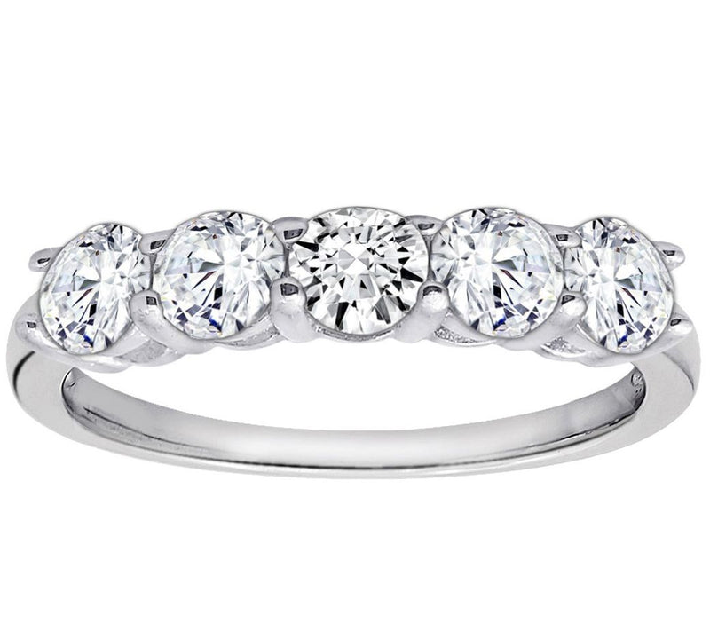 Diamonique 1.00 cttw 5 Stone Ring, Platinum Clad — Main view