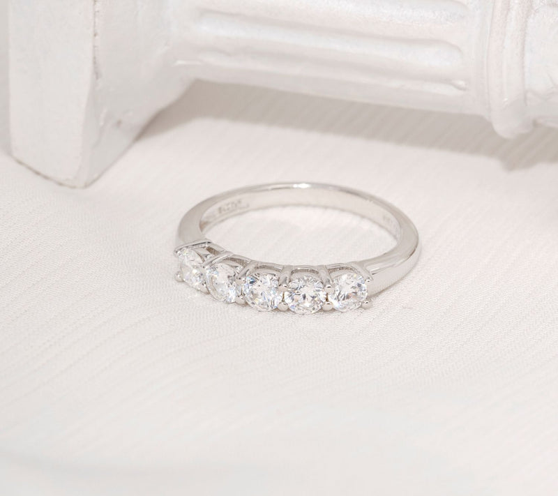 Diamonique 1.00 cttw 5 Stone Ring, Platinum Clad — View 8