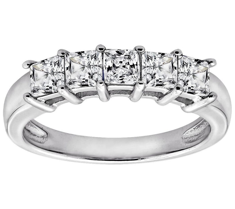 Diamonique 1.00 cttw Princess Cut Ring, Platinum Clad — Main view