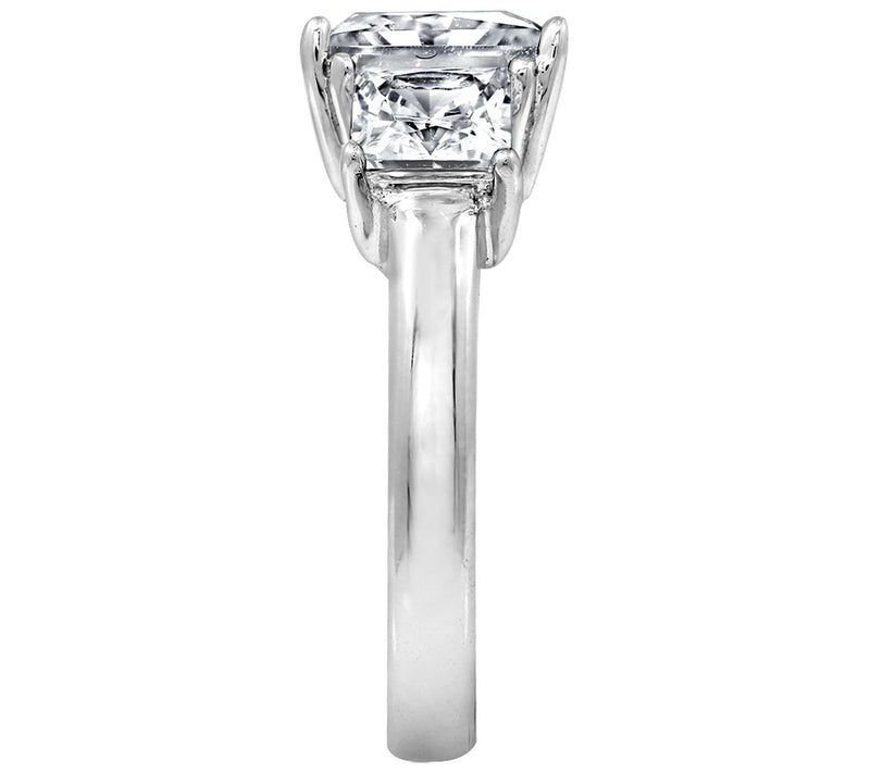 Diamonique 3.50 cttw 3 Stone Princess Cut Ring,Platinum Clad — View 3