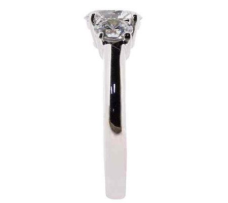 Diamonique 1.50 cttw 3 Stone Ring, Platinum Clad — View 4