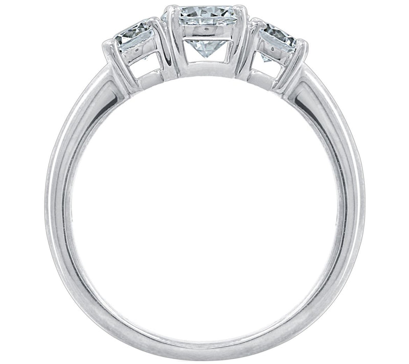 Diamonique 1.50 cttw 3 Stone Ring, Platinum Clad — View 2