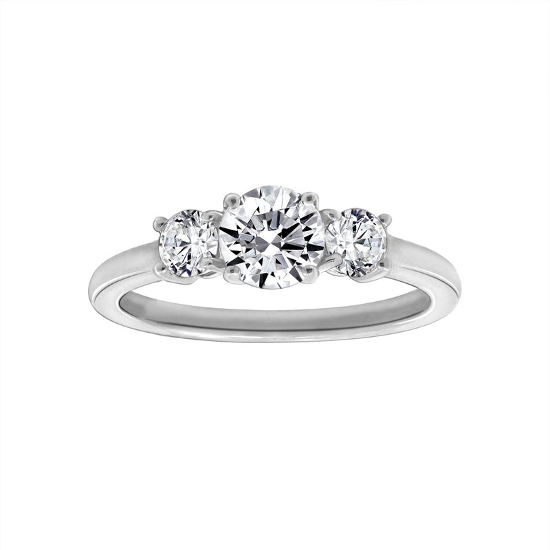 Diamonique 1.50 cttw 3 Stone Ring, Platinum Clad — Main view