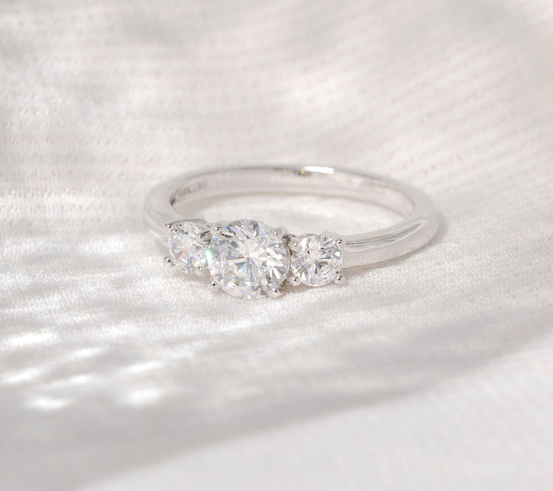 Diamonique 1.50 cttw 3 Stone Ring, Platinum Clad — View 6