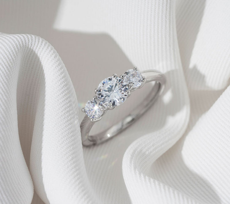 Diamonique 1.50 cttw 3 Stone Ring, Platinum Clad — View 7
