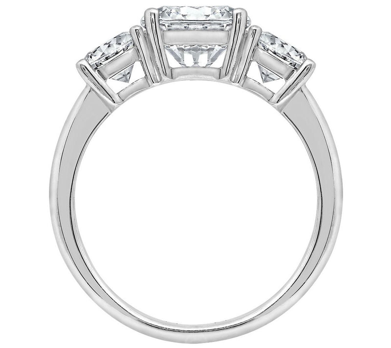 Diamonique 3.50 cttw 3 Stone  Ring, Platinum Clad — View 2