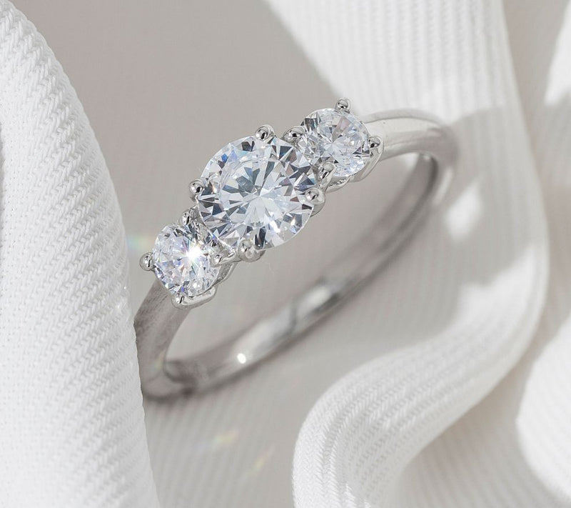 Diamonique 3.50 cttw 3 Stone  Ring, Platinum Clad — View 6