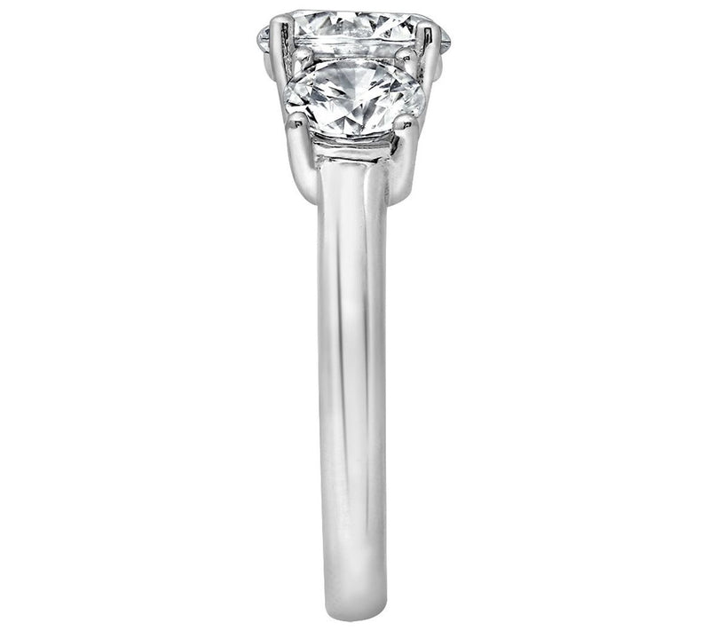 Diamonique 3.50 cttw 3 Stone  Ring, Platinum Clad — View 3