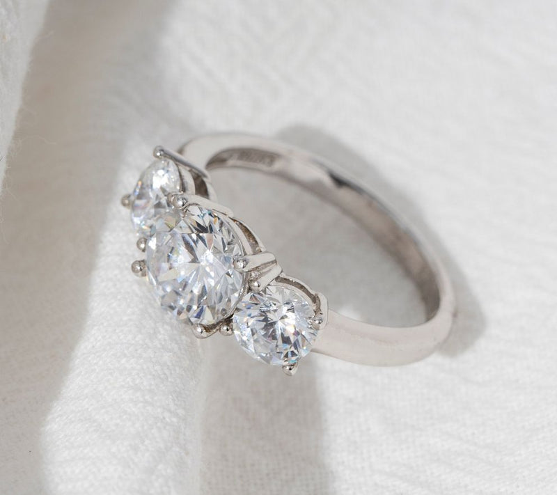 Diamonique 3.50 cttw 3 Stone  Ring, Platinum Clad — View 7