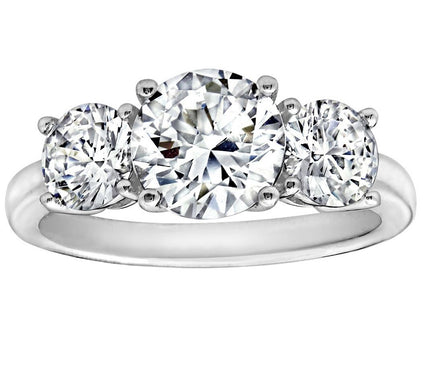 Diamonique 3.50 cttw 3 Stone  Ring, Platinum Clad