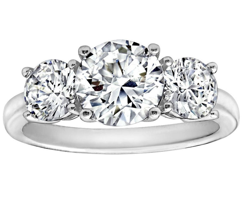 Diamonique 3.50 cttw 3 Stone  Ring, Platinum Clad — Main view