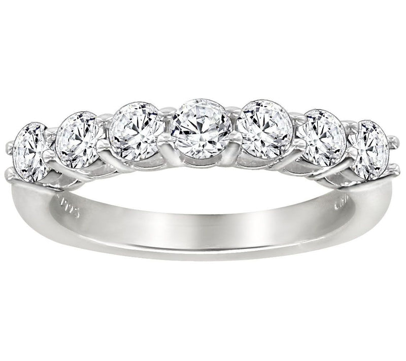 Diamonique 7 Stone Anniversary Band Ring, Platinum Clad — Main view