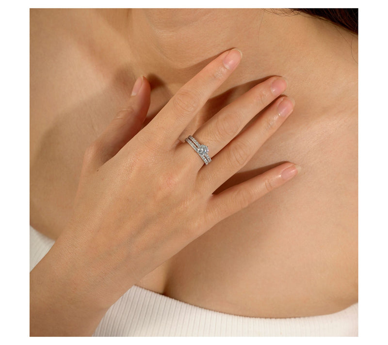 Diamonique 1.90 cttw 2 Piece Round Ring Set, Platinum Clad — View 6