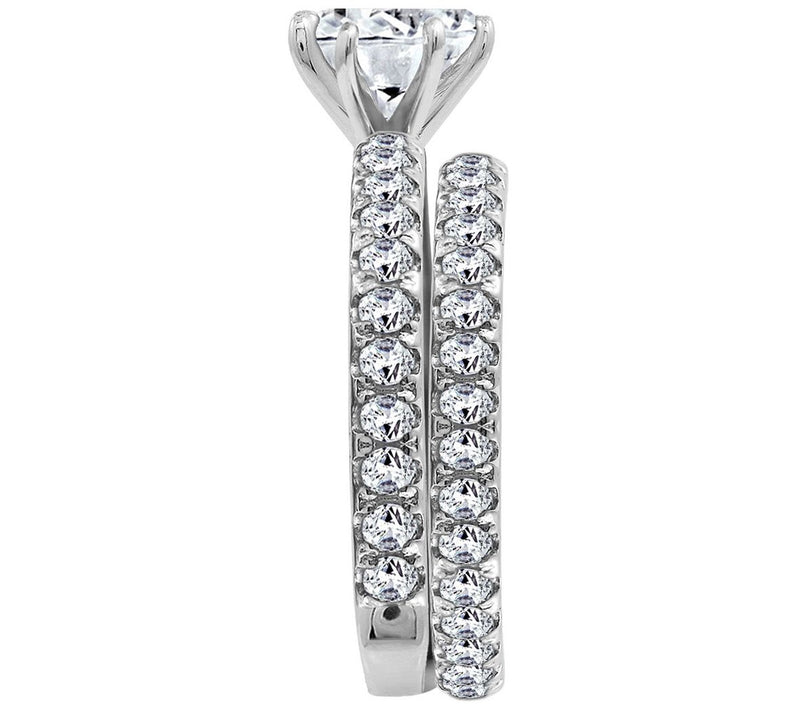 Diamonique 1.90 cttw 2 Piece Round Ring Set, Platinum Clad — View 3