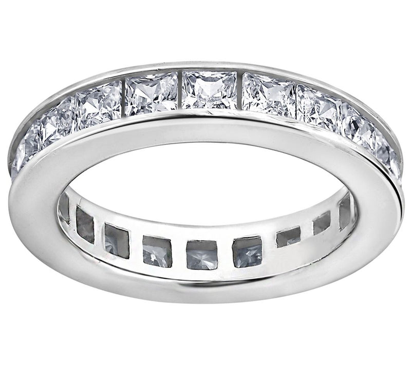 Diamonique Silk Fit Princess Eternity Band Ring,Platinum Clad — Main view
