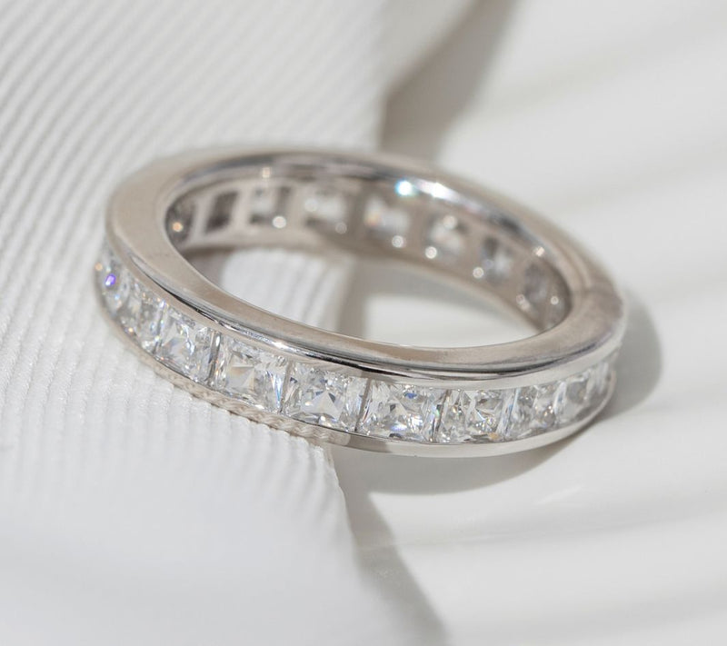 Diamonique Silk Fit Princess Eternity Band Ring,Platinum Clad — View 6