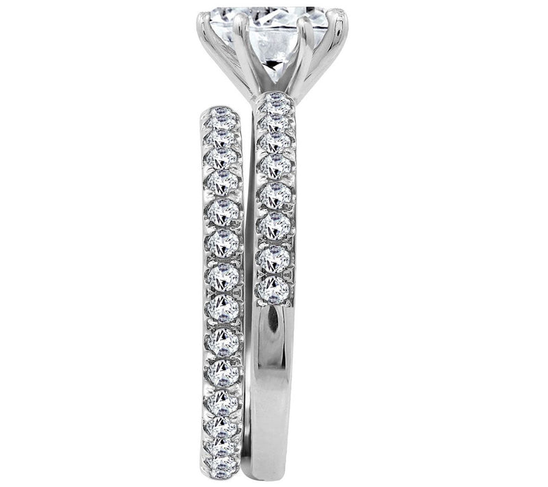 Diamonique 2.90 cttw 2 Piece Round Ring Set, Platinum Clad — View 3