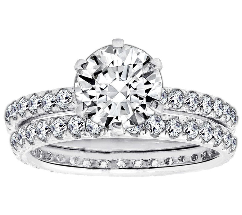 Diamonique 2.90 cttw 2 Piece Round Ring Set, Platinum Clad — Main view