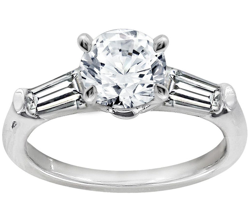 Diamonique 1.50 cttw Round & Baguette Ring, Platinum Clad — Main view