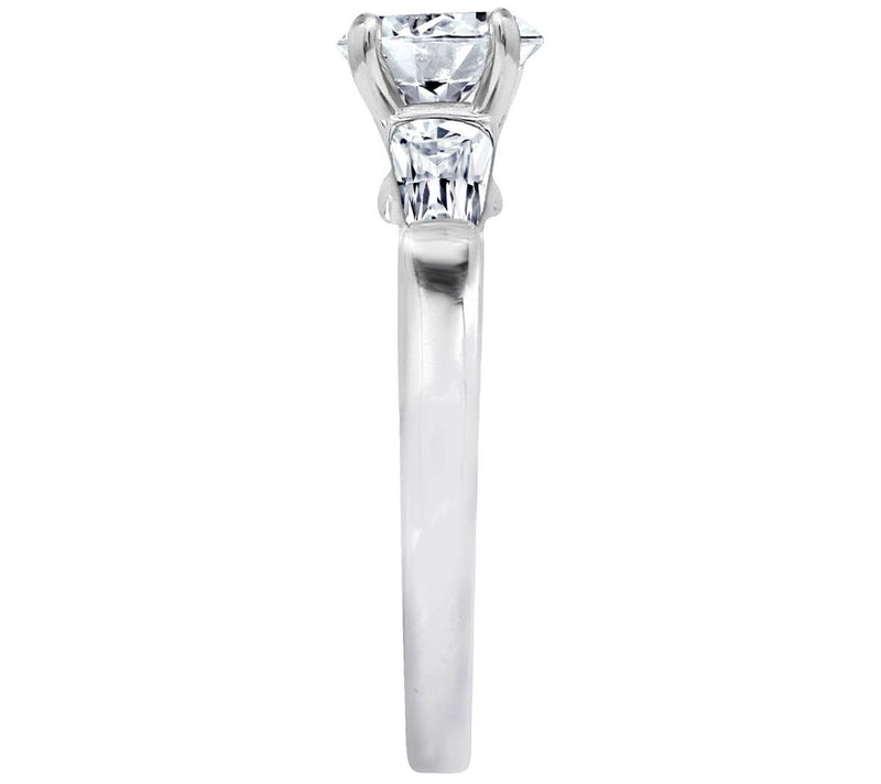 Diamonique 1.50 cttw Round & Baguette Ring, Platinum Clad — View 3