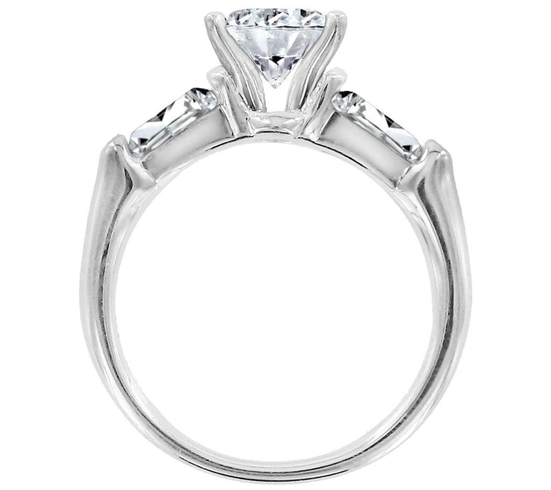 Diamonique 1.50 cttw Round & Baguette Ring, Platinum Clad — View 2