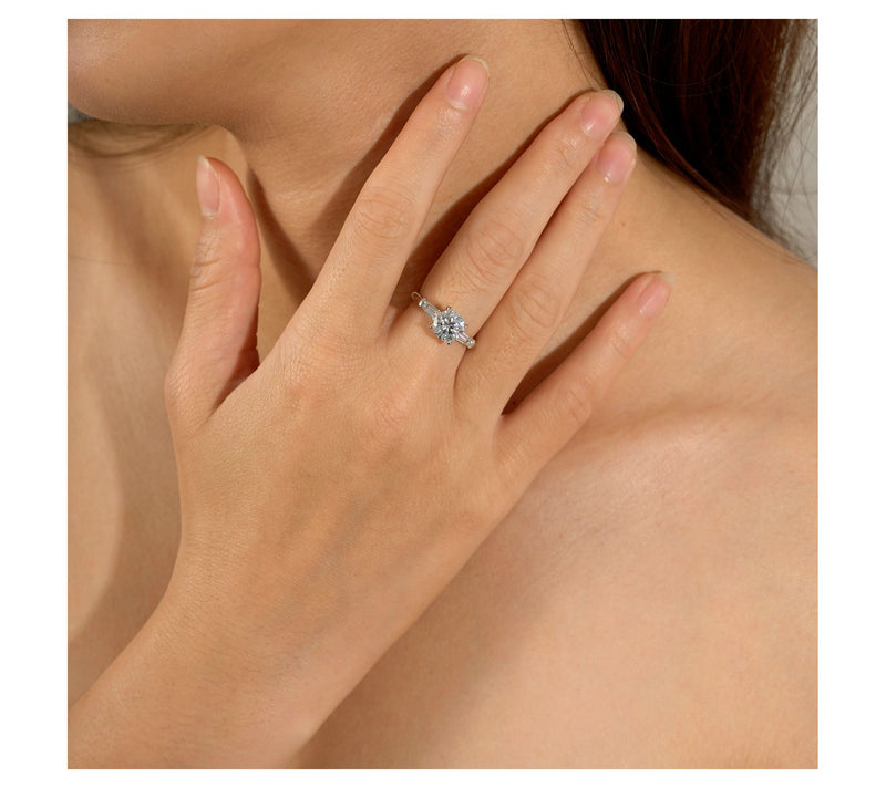 Diamonique 2.50 cttw Round & Baguette Ring, Platinum Clad — View 6