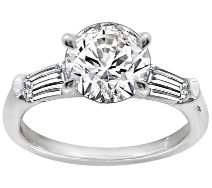 Diamonique 2.50 cttw Round & Baguette Ring, Platinum Clad