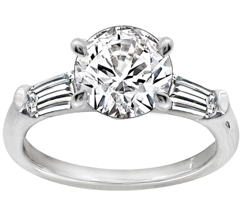Diamonique 2.50 cttw Round & Baguette Ring, Platinum Clad — Main view