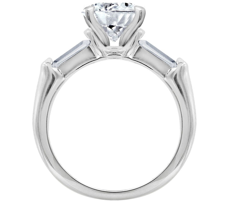 Diamonique 2.50 cttw Round & Baguette Ring, Platinum Clad — View 2