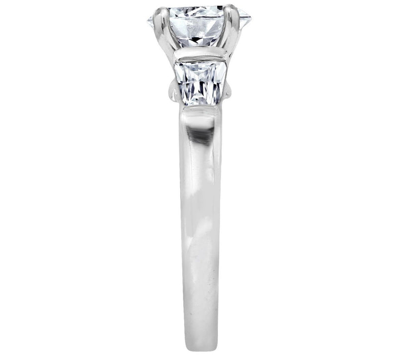 Diamonique 2.50 cttw Round & Baguette Ring, Platinum Clad — View 3