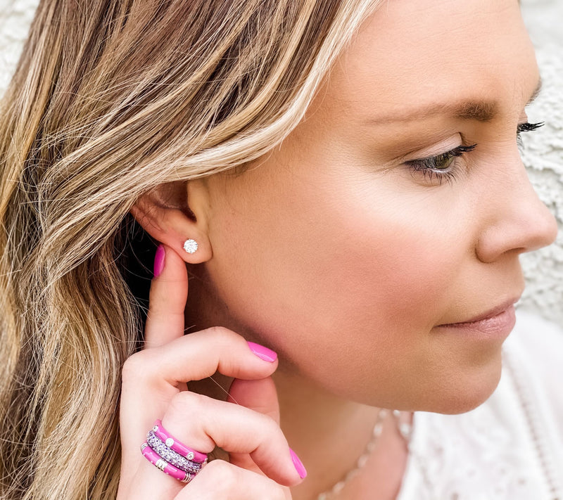 Diamonique 100-Facet Round Stud Earrings, Platinum Clad — View 6