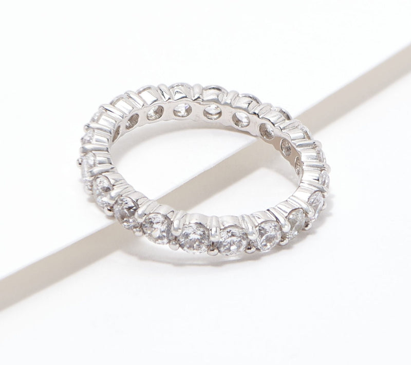 Diamonique 100-Facet Eternity Band Ring, 14K Clad or Sterling — Main view