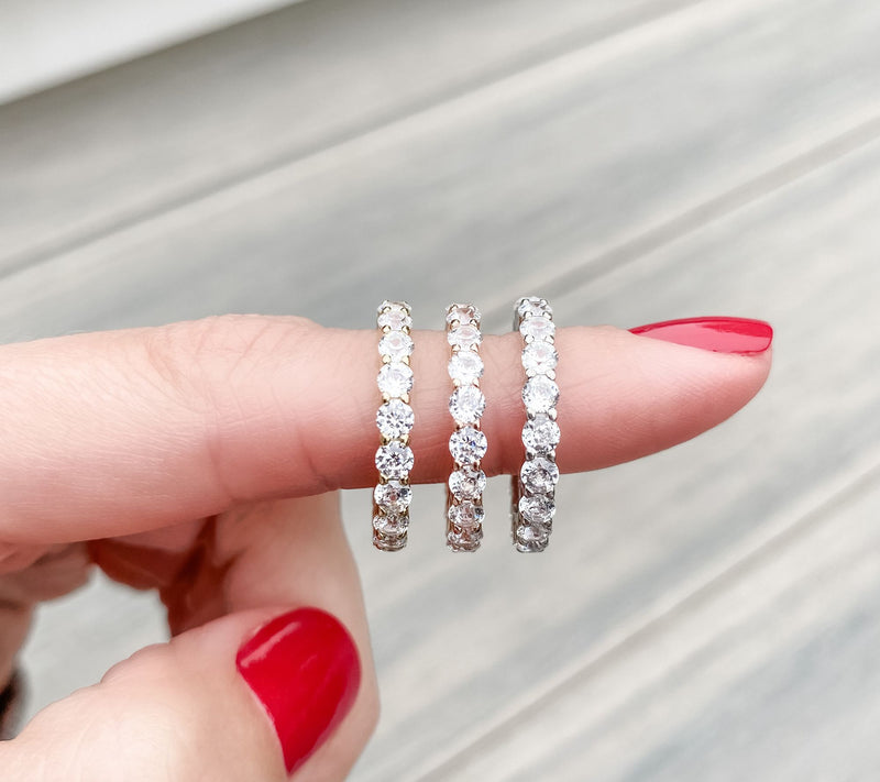 Diamonique 100-Facet Eternity Band Ring, 14K Clad or Sterling — View 15
