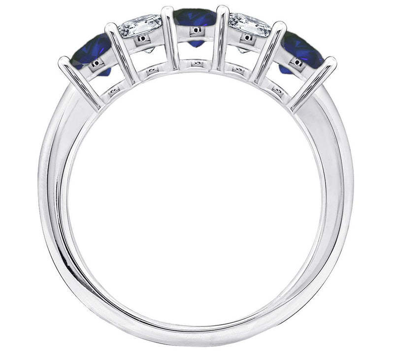 Diamonique & Simulated Sapphire 5 Stone Ring, Platinum Clad — View 2