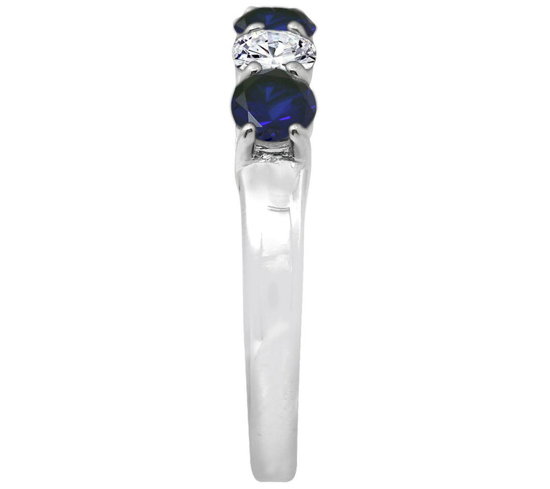 Diamonique & Simulated Sapphire 5 Stone Ring, Platinum Clad — View 3