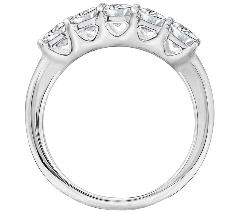 Diamonique Asscher Cut 3.15 cttw 5 Stone Ring,Platinum Clad — View 2