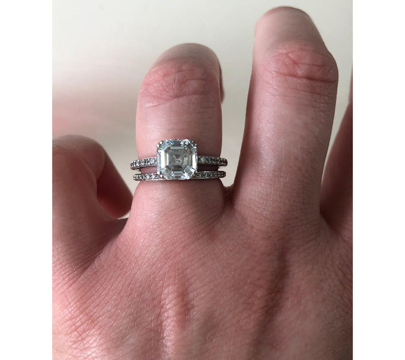 Diamonique 2.60 cttw Asscher Cut Ring, Plat inum Clad — View 7